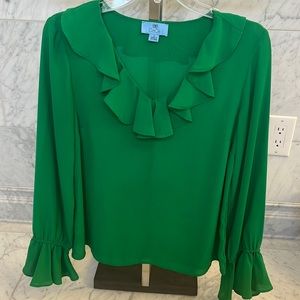 CeCe green ruffle top.